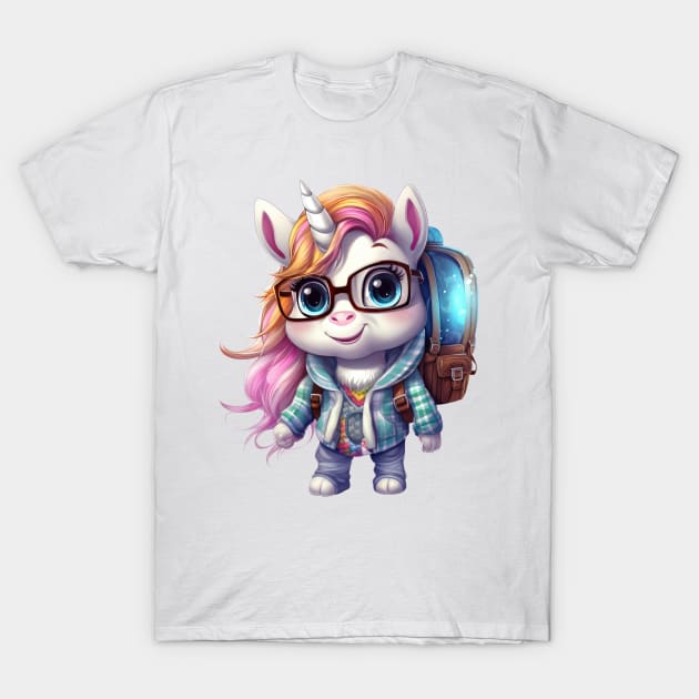 Back To School Unicorn T-Shirt by Chromatic Fusion Studio